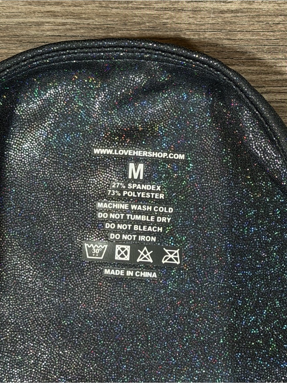 LOVE HER Black Pearl Metallic Shimmer Holographic 7/8 High Waist Legging M - Picture 8 of 12